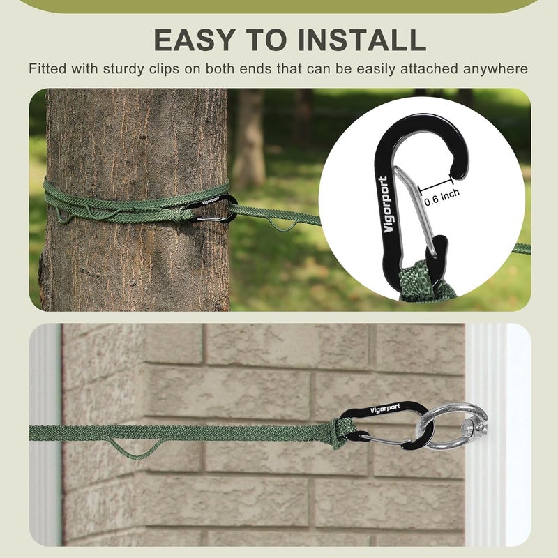 Vigorport Portable Travel Clothesline, Windproof Clothes Line with Hang Hole, Indoor and Outdoor Laundry Line with Clothespins for Hotel, Camping, RV, Cruise Ship (Green, 18.8Ft) - Image 5
